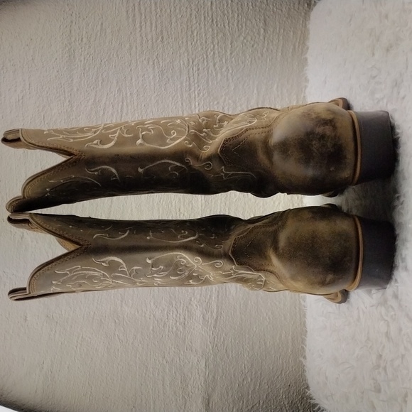 TWISTED X Brown Leather Fancy Stitched Almond Toe Western Performance Boot - Picture 5 of 16